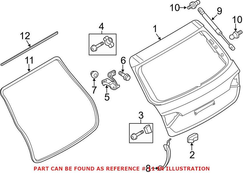 Audi Hatch Seal - Rear 8R0827705E